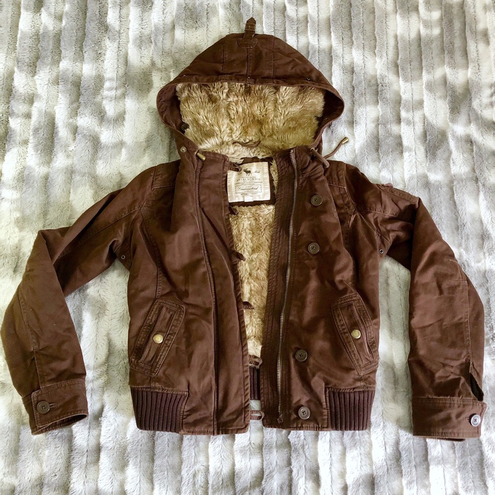Old school Abercrombie and Fitch fur lined jacket